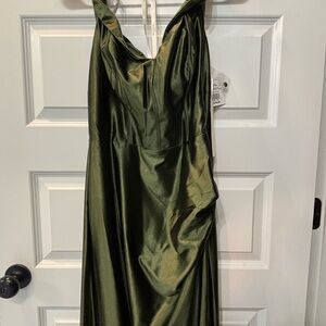 Elegant Green Satin Dress